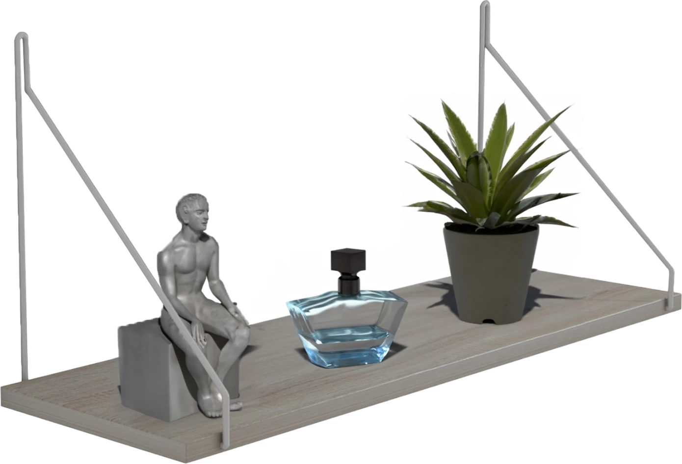 Raf muri AGILAN, FH9183.14, melaminë në ngjyrë SONOMA-metal i bardhë, 72x20x27H cm