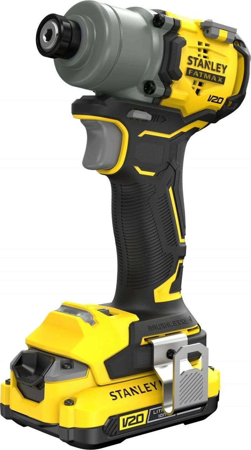Shurupavërtëse me goditje Stanley FatMax V20 SFMCF830D2K-QW 18 V, brushless, 2x2.0 Ah, 1/4\" HEX, set me 2 bateri + karikues + valixhe, e verdhë/zezë