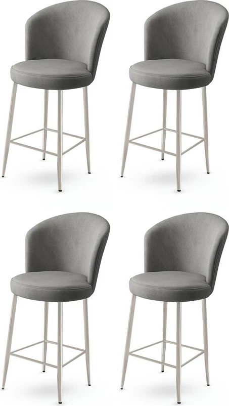 Set karrigesh për bar (4 copë), Hanah Home, Alte, gri, krom