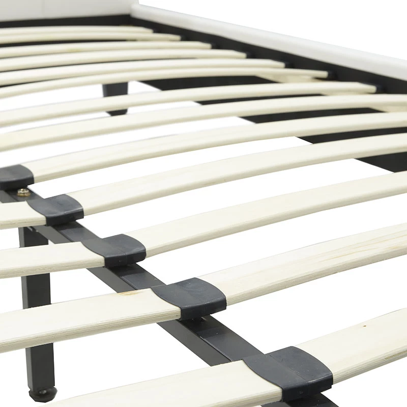 Krevat dopio Nevil, lëkurë PU e bardhë mat, 150x200