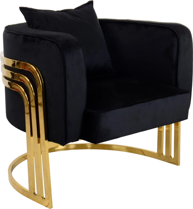 Karrige Roblu, metal i artë dhe pëlhurë kadife, ngjyrë e zezë, 72x77.4x70cm