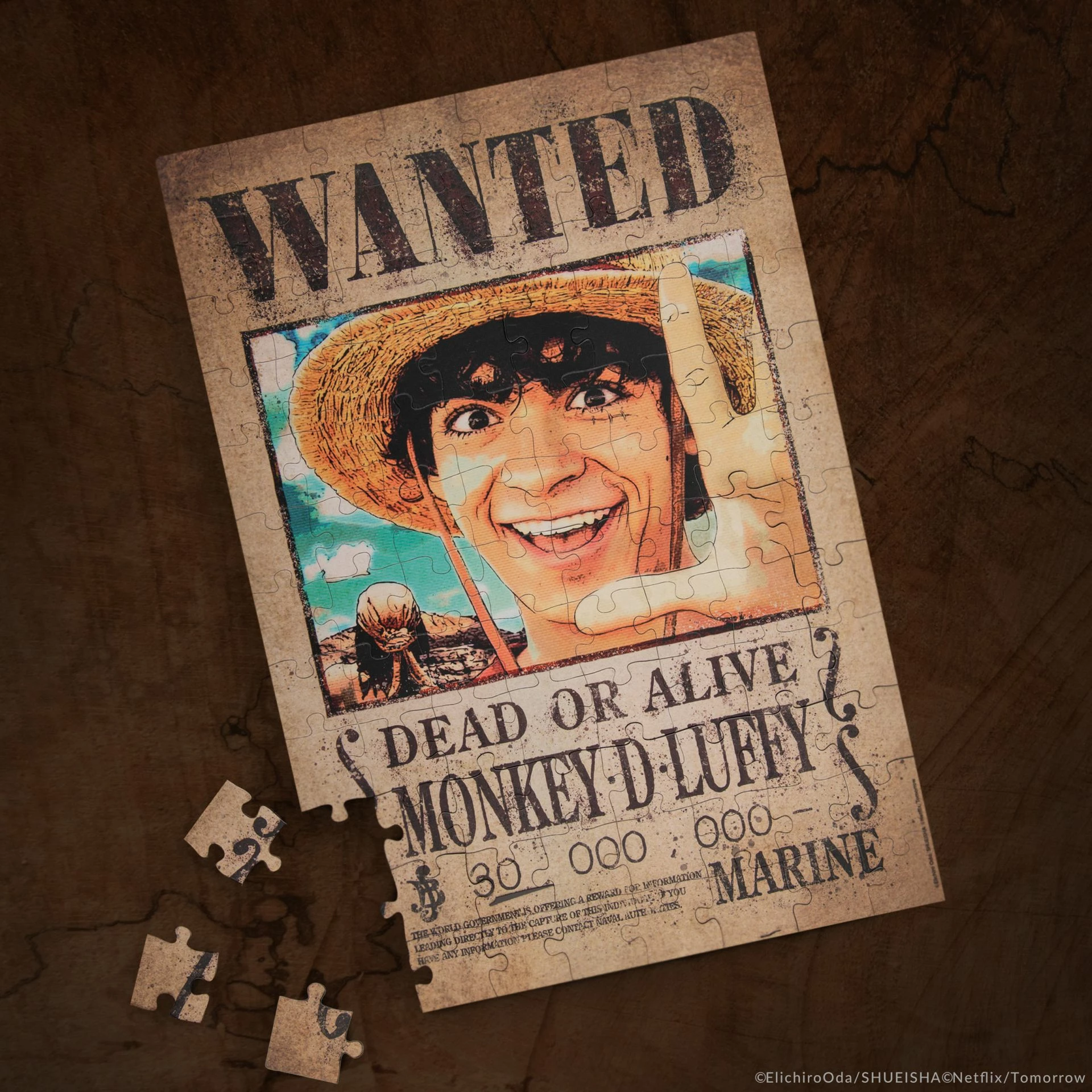 Puzzle magnetik Cinereplicas One Piece Wanted Luffy A4, 96 copë, 29×20 cm