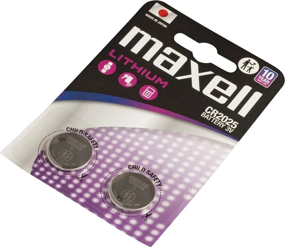 Bateri litiumi Maxell CR2025, 3V, 2 copë, argjend