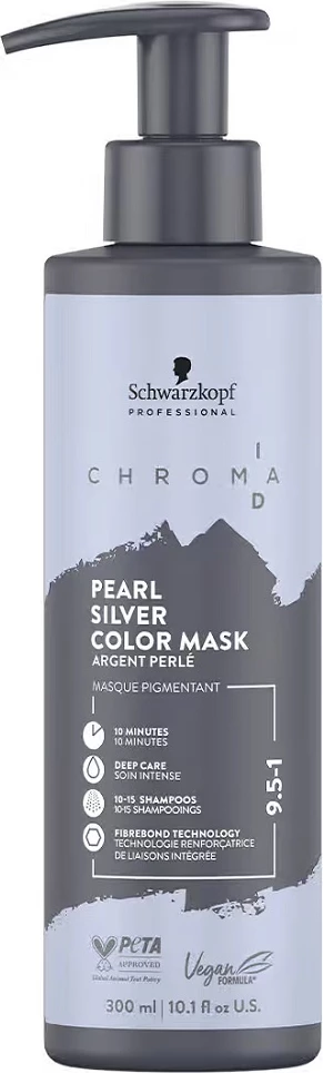 Maskë ngjyruese për flokë Schwarzkopf Professional Chroma ID Color Mask 9.5-1 Pearl Silver për femra 300ml