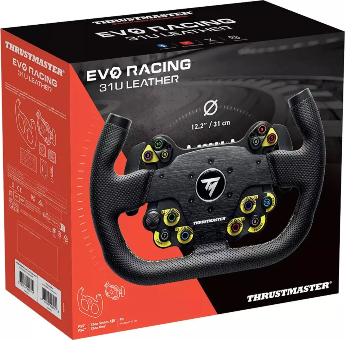 Timoni sim racing Thrustmaster EVO Racing 31U Leather 31 cm, 25 butona, 7 LED, 2x Quick Release