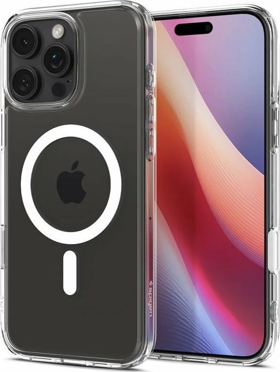 Mbështjellës Spigen Ultra Hybrid T Mag MagSafe për iPhone 16 Pro, TPU/PC, ring magnetik, i bardhë