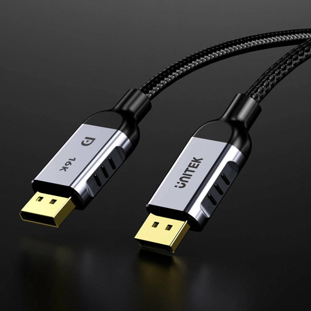 Kabllo DisplayPort Unitek C1626GY01-2M 2m DP 2.1 80Gbps 16K, e zezë