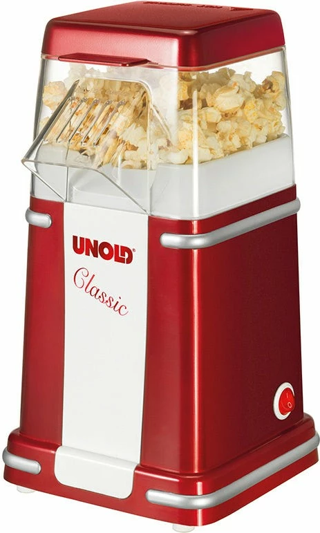 Aparat kokoshkash UNOLD 48525 Popcornmaker Classic, 900W, kuqe/bardhë/argjend