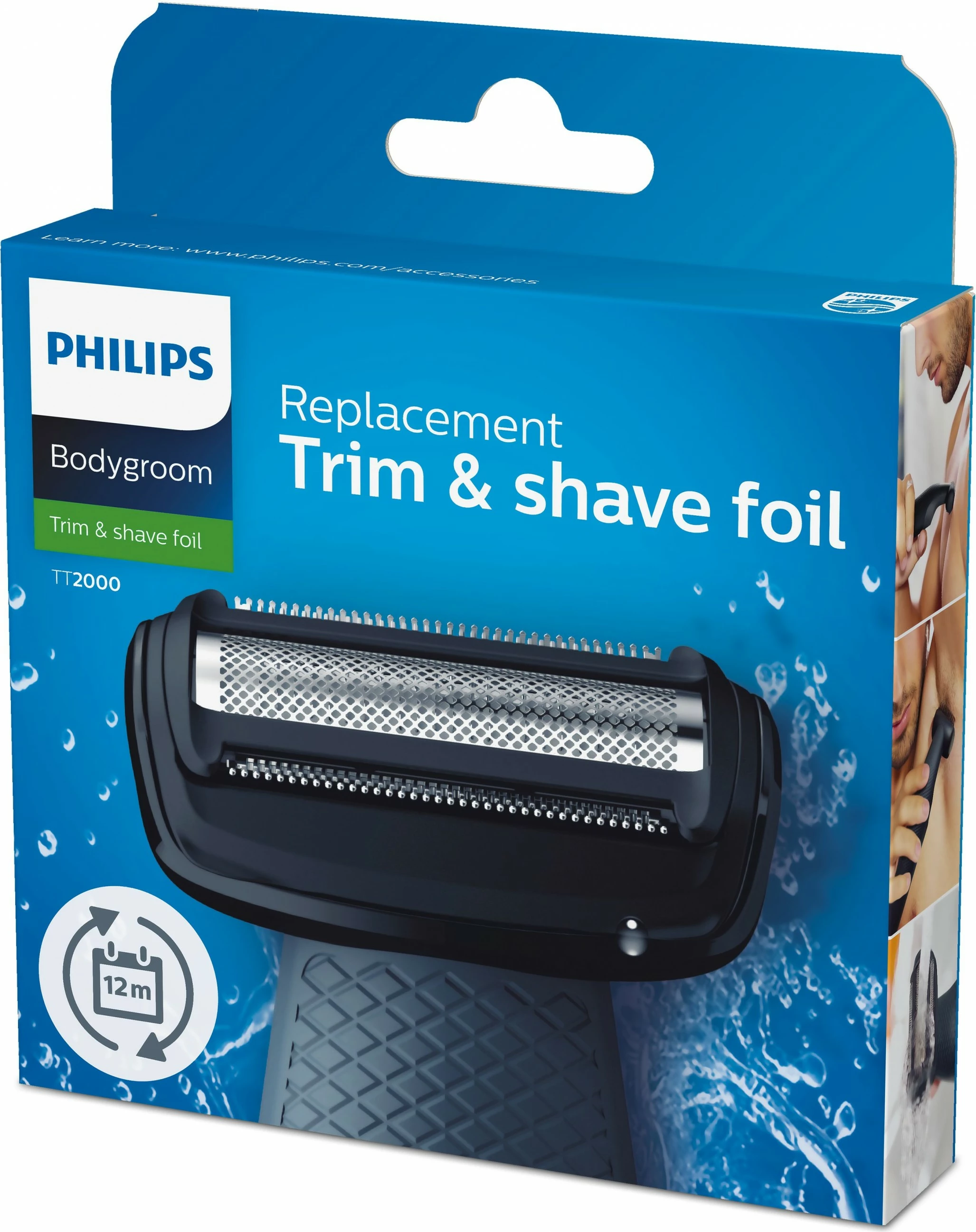 Kokë rroje Philips Bodygroom TT2000/43, 1 kokë, e zezë, çelik inox