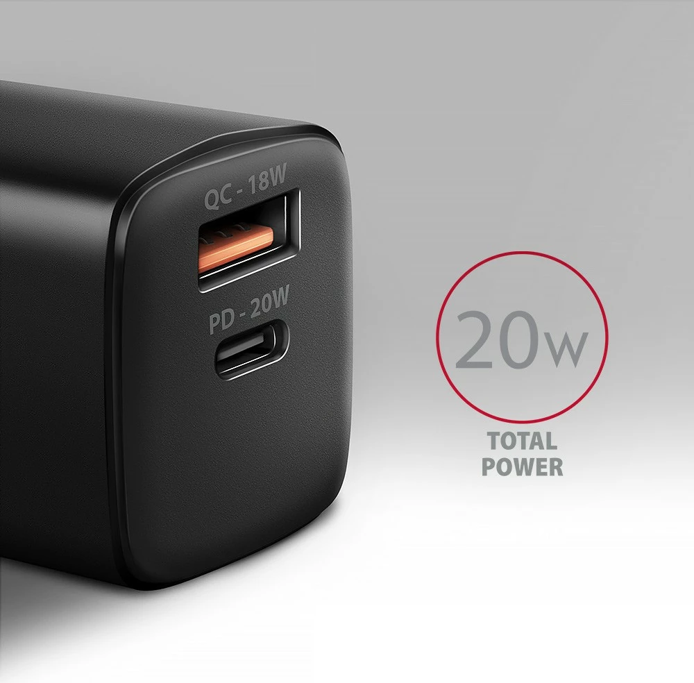 Karikues muri AXAGON ACU-PQ20, 20W, 2 porta (USB-C PD + USB-A QC), i zi