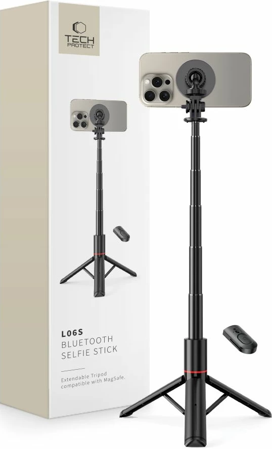 Selfie stick me tripod Tech-Protect L06S, Bluetooth, MagSafe, 82cm, i zi