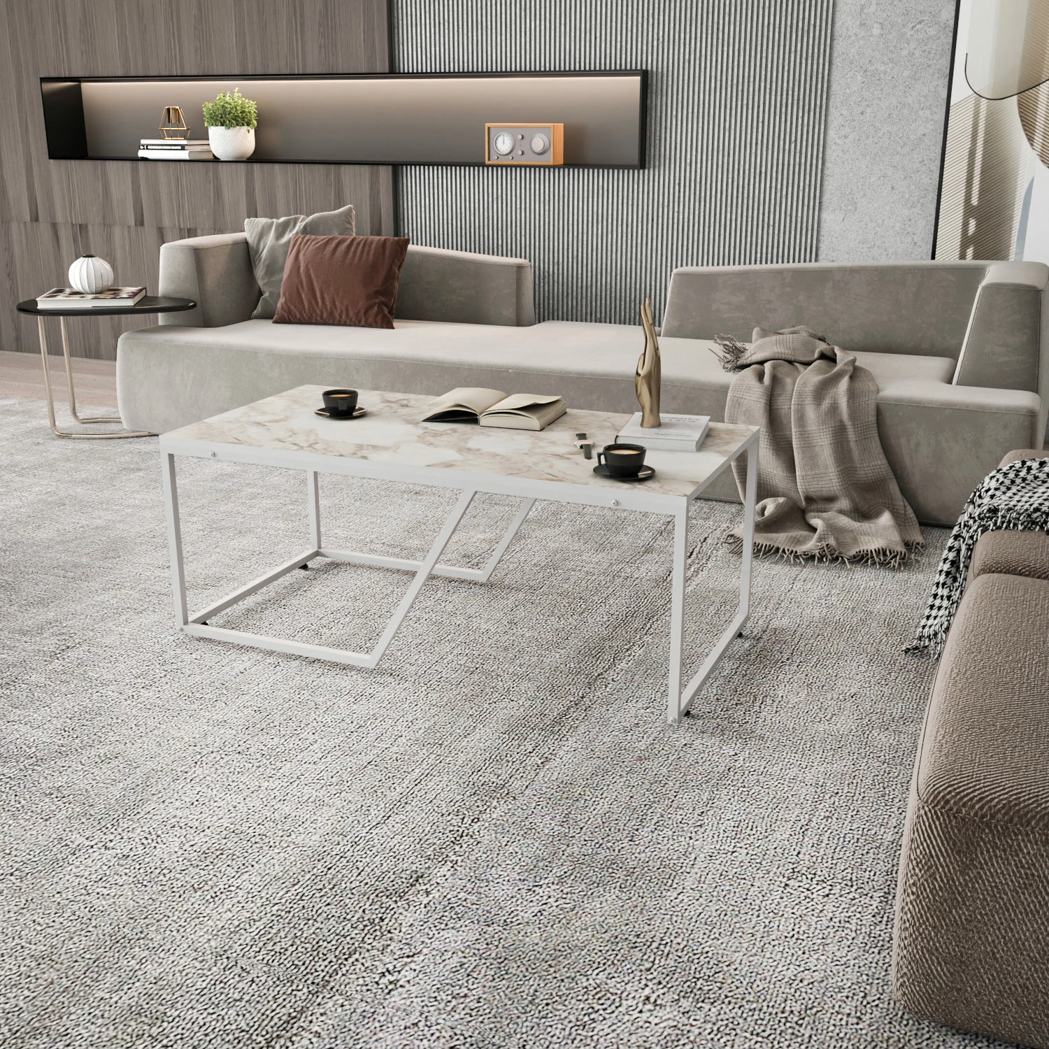 Tavolinë kafeje Wendy, ngjyrë e bardhë, Skye Decor