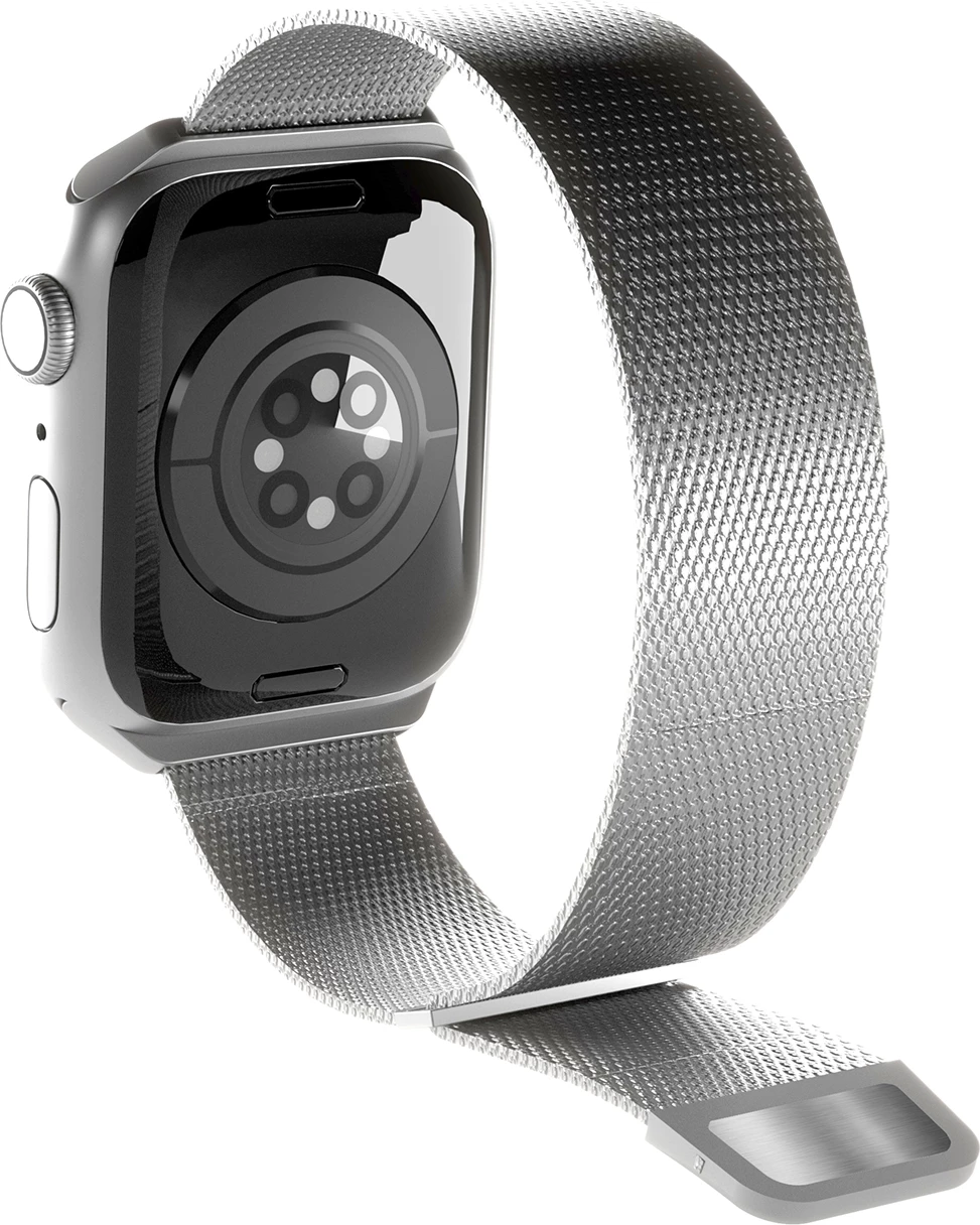 Rrip çeliku inox Puro Milanese për Apple Watch 42/44/45/49mm, Argjend