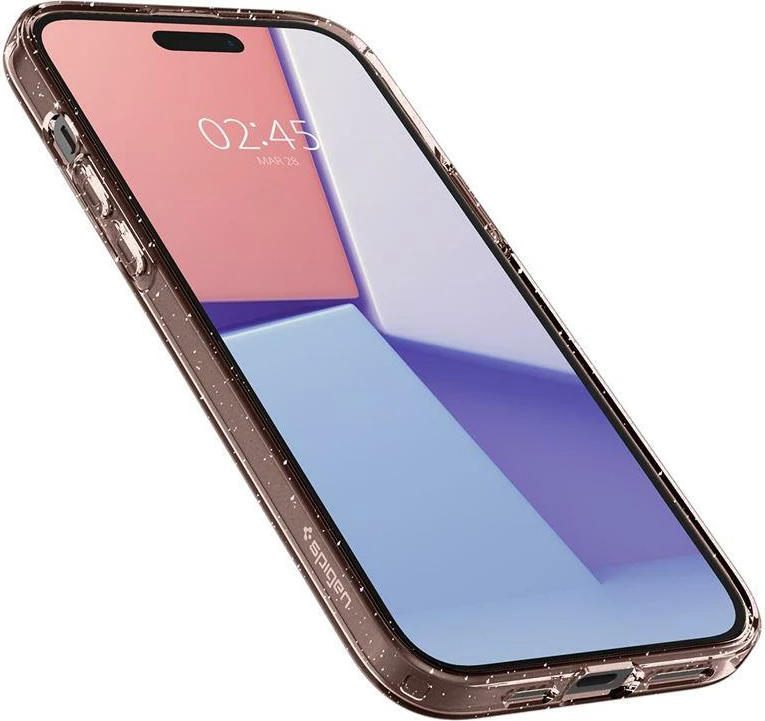 Mbështjellës Spigen Liquid Crystal Glitter për iPhone 15 Plus, Transparent/Rozë