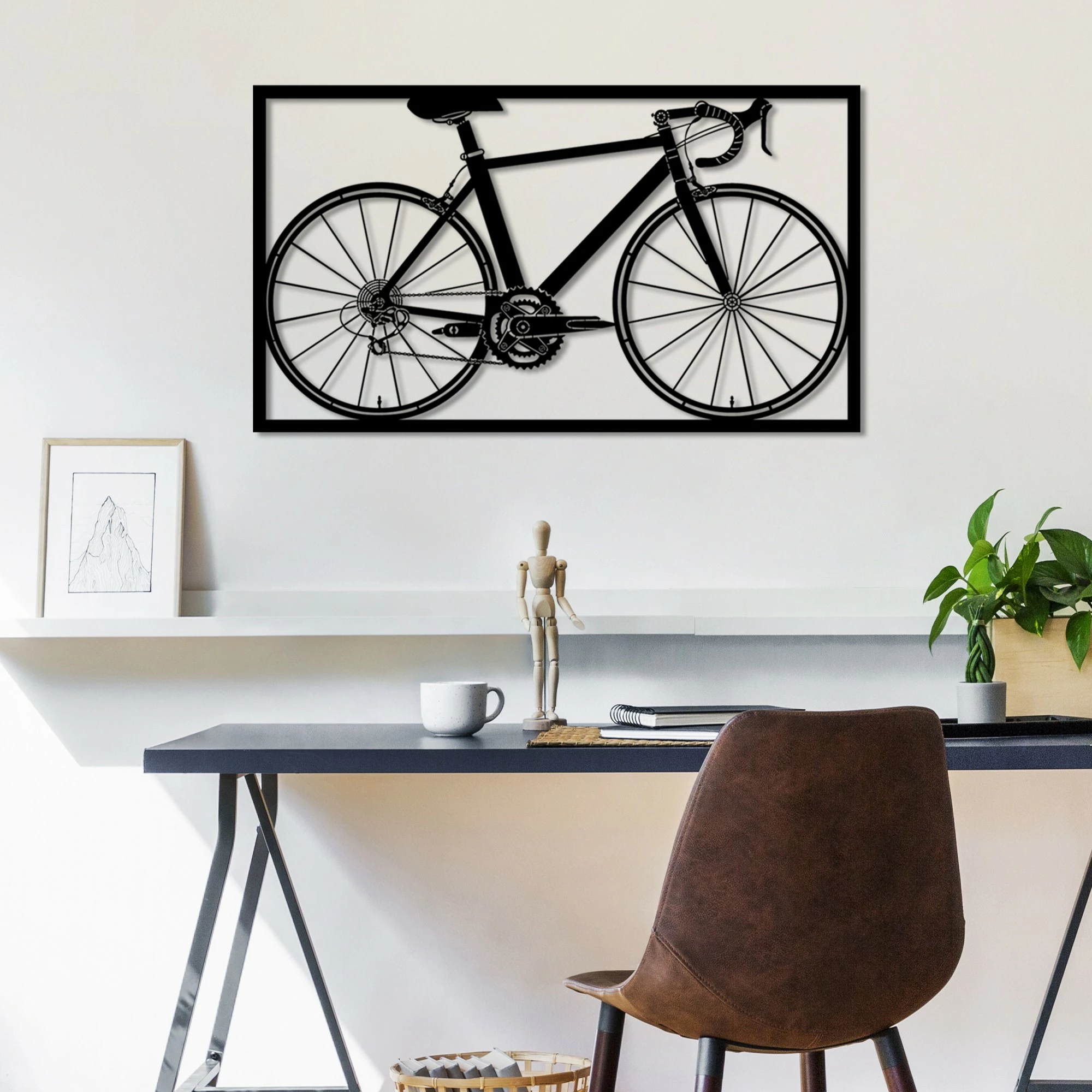 Aksesor dekorativ metalik për mur, Wallity Seleste-1, ngjyrë e zezë, 70x41cm