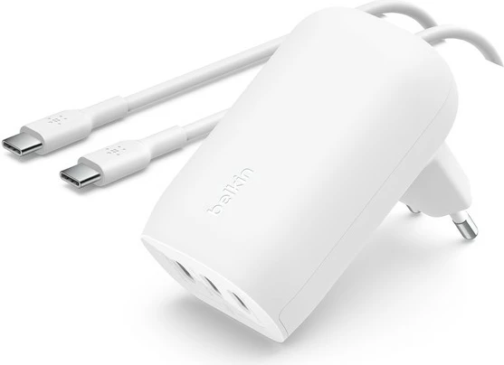 Karikues murit Belkin BoostCharge 3 porta USB-C, 67W, i bardhë