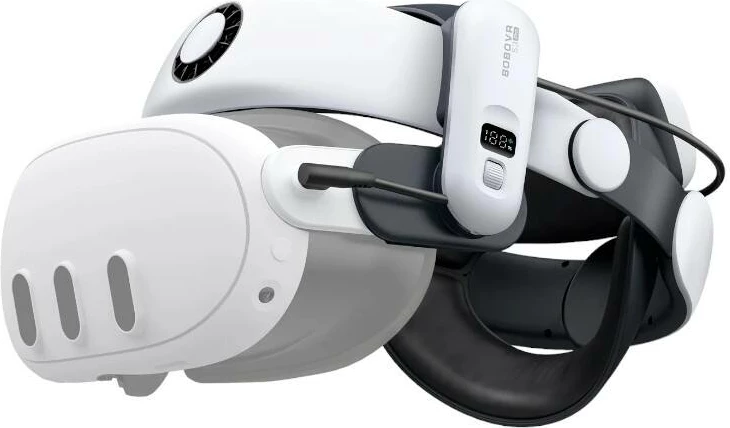 Rrip baterie BoboVR S3 PRO për Meta Quest 3 / Quest 3S, 10,000 mAh, i bardhë