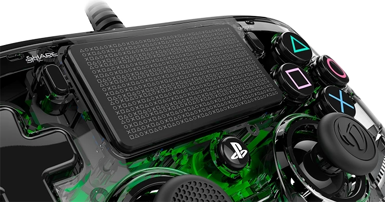 Kontroller loje Nacon PS4 me kabllo, transparent, kabllo 3 m, jeshile
