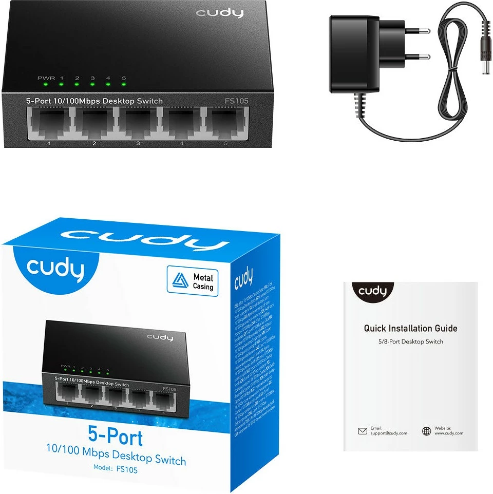 Switch Cudy FS105, 5 porte, Fast Ethernet, i zi