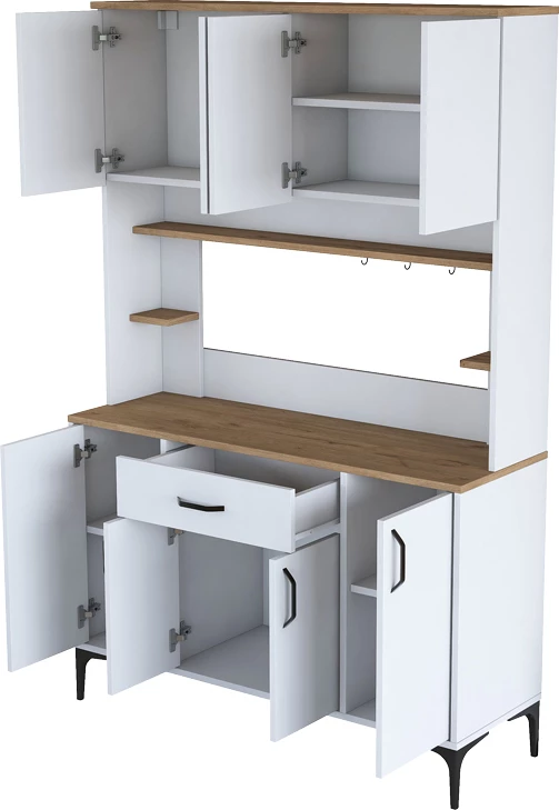 Bufe me raft Cordie, ngjyrë e bardhë-melaminë, 120x40x184.2cm