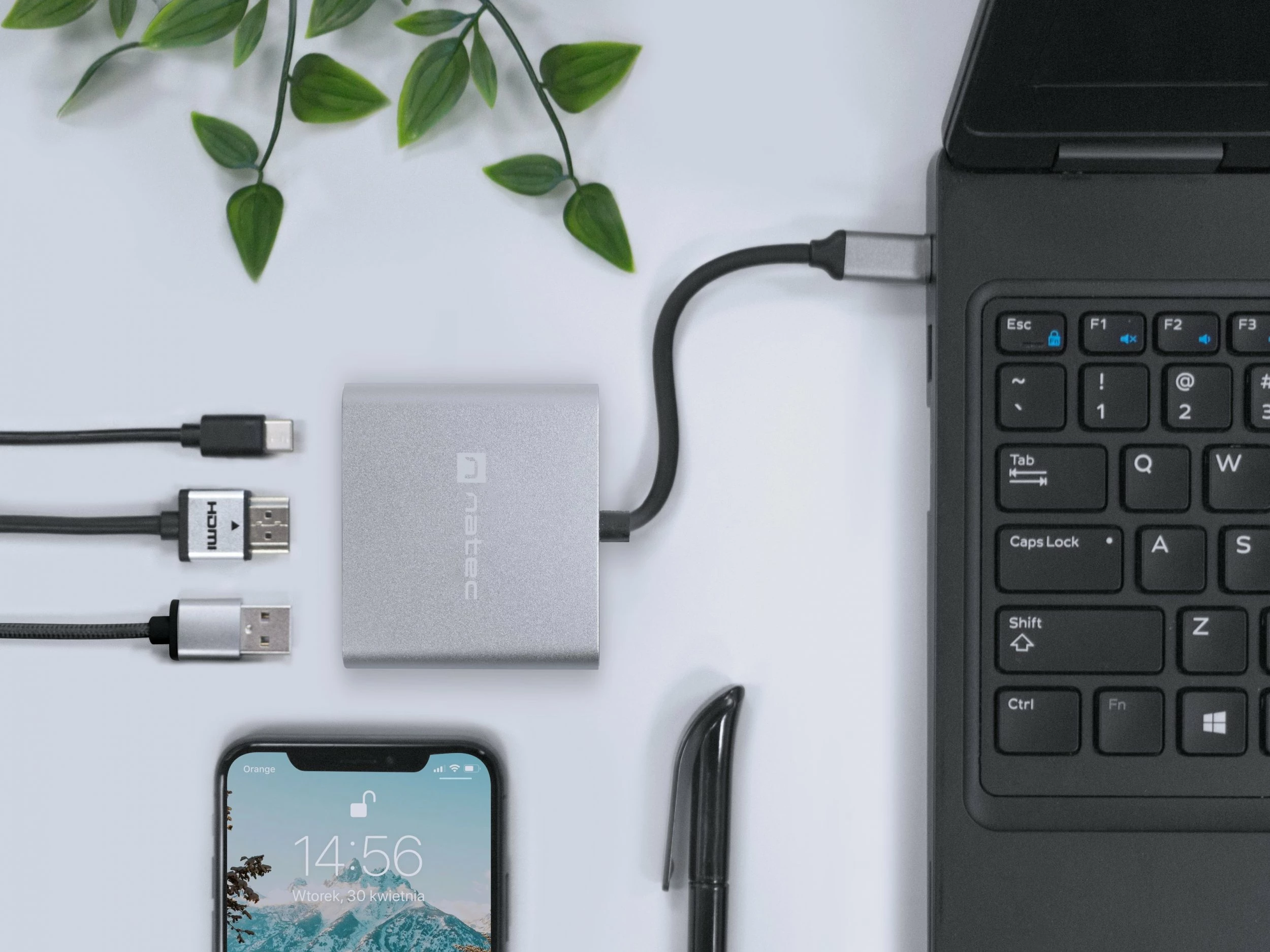 Adapter multiport USB-C Natec Fowler Mini NMP-1607, HDMI 4K, USB 3.0, USB-C PD, gri