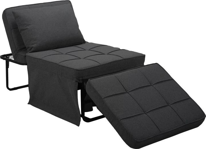 Karrige-shtrat Grejio, ngjyrë gri e errët, këmbë metalike të zeza, 70x70x45cm