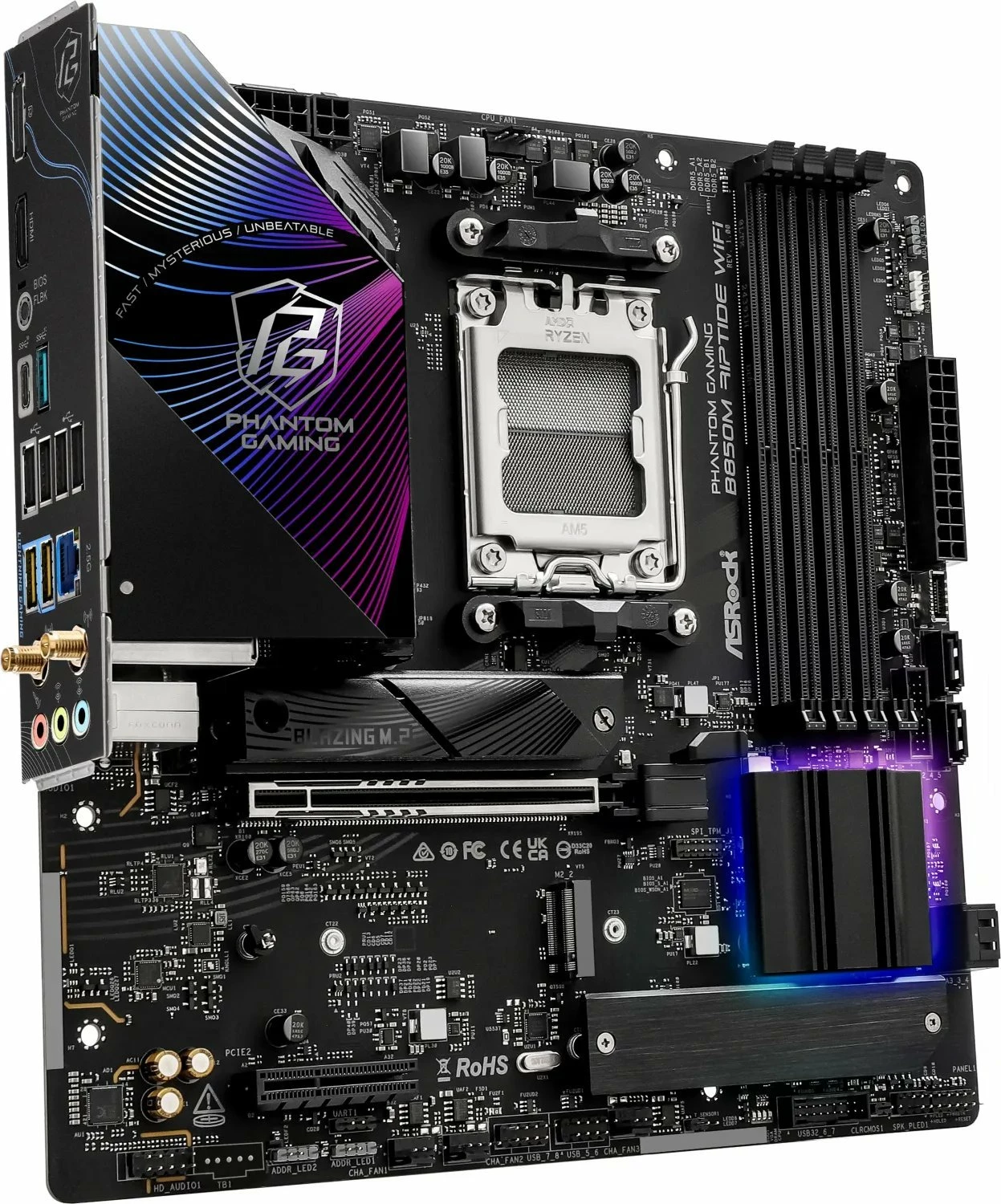 Pllakë amë ASRock B850M Riptide WiFi, Micro ATX, DDR5 deri 256GB, e zezë