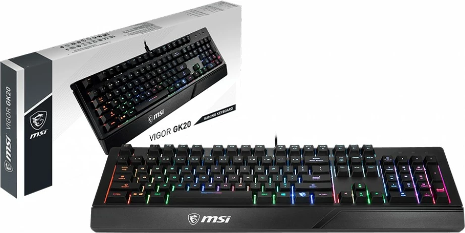 Tastierë MSI VIGOR GK20, Wired, USB, Membrane, RGB LED, Zezë