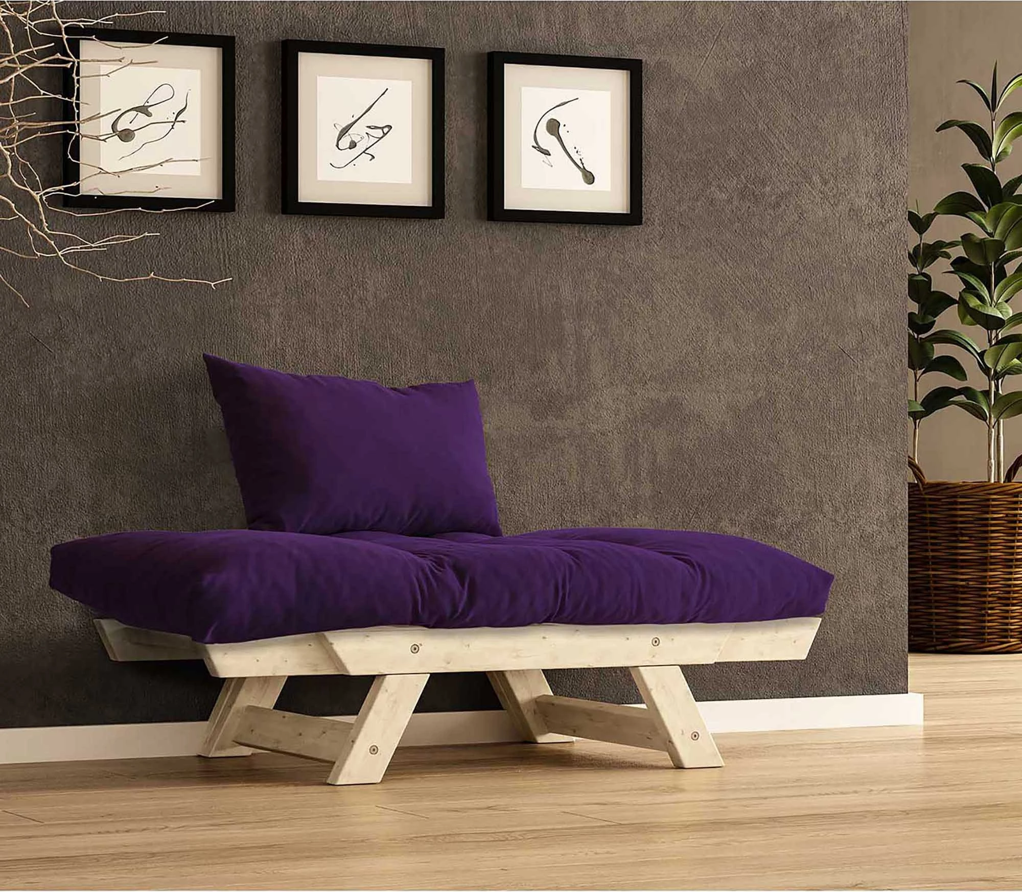 Karrige njëvendëshe për kopsht, Skye Decor, natyrale/lepurpur, CPT8147-140