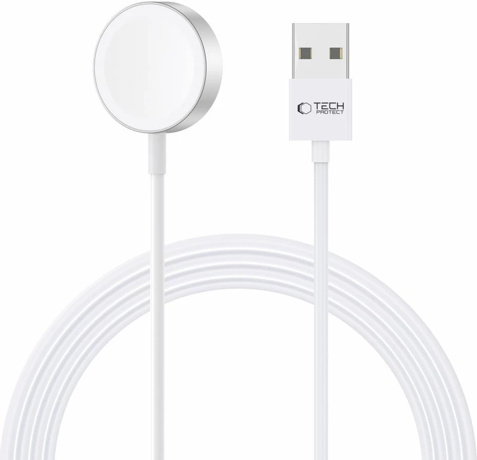 Karikues wireless Tech-Protect UltraBoost për Apple Watch, USB-A, 1.2m, Bardhë