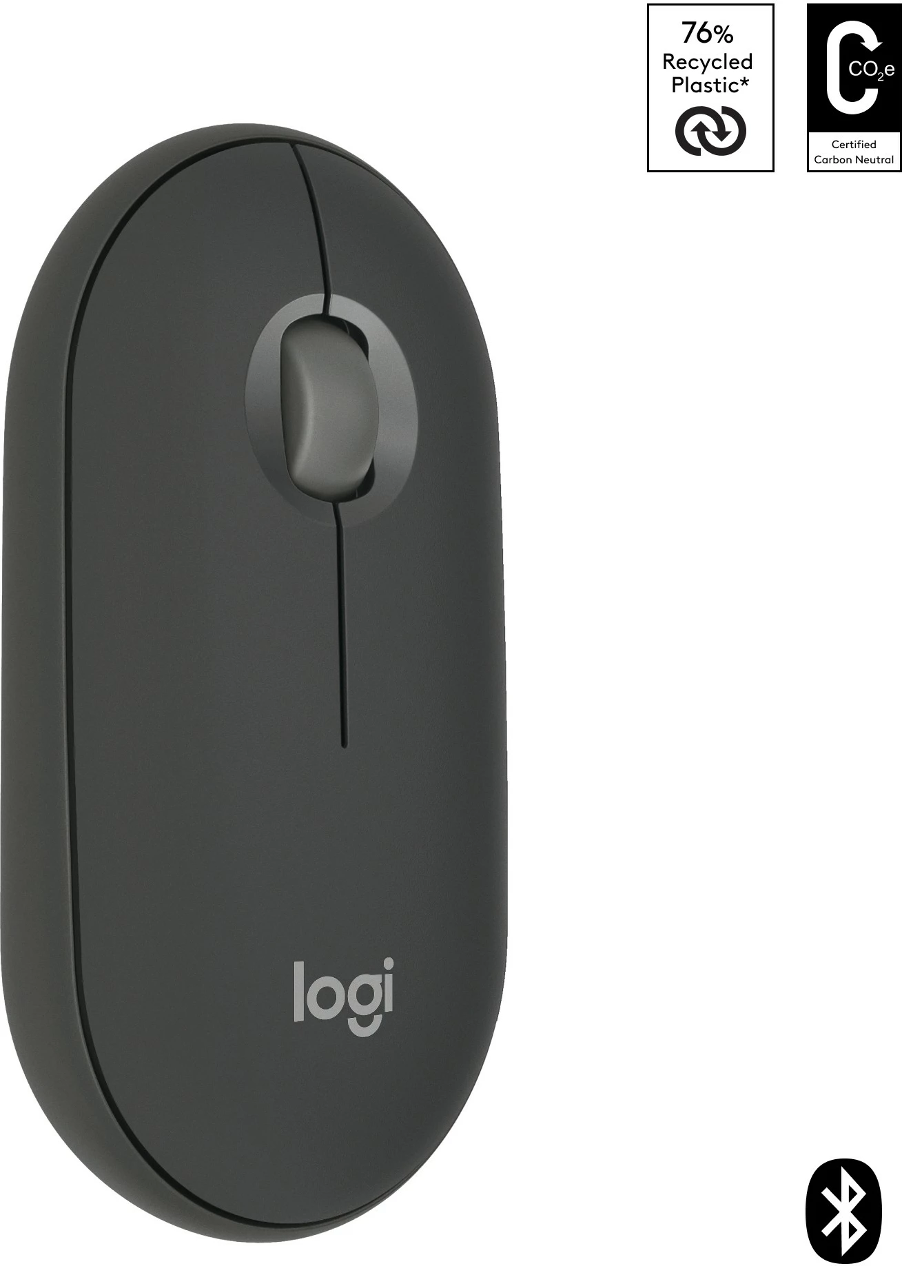 Maus Logitech Pebble 2 M350s, Ambidextrous, Optical, RF Wireless + Bluetooth, 4000 DPI, Graphite