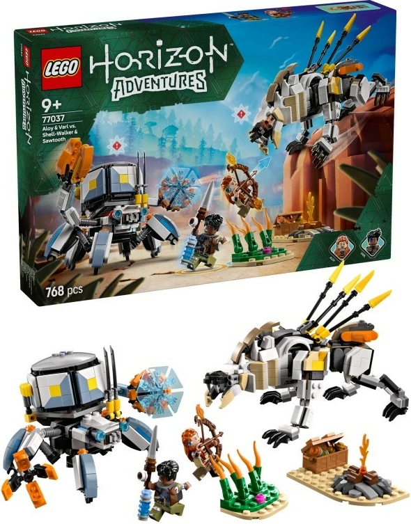 Set LEGO Horizon Adventures 77037, Aloy dhe Varl kundër Crab-Lizard dhe Buzzsaw, 768 pjesë