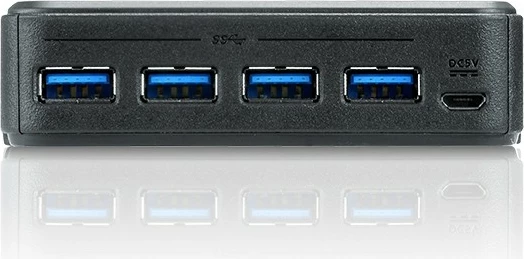 Switch USB ATEN US434, 4 porta, USB 3.0, me selektor të jashtëm, zi/gri