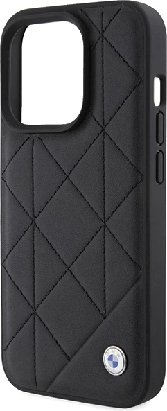 Mbështjellës BMW Leather Quilted për iPhone 15 Pro Max, i zi