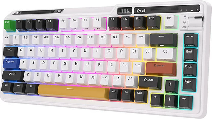 Tastierë mekanike wireless Royal Kludge KZZI K75 pro RGB, 82 taste, bardhë/zezë