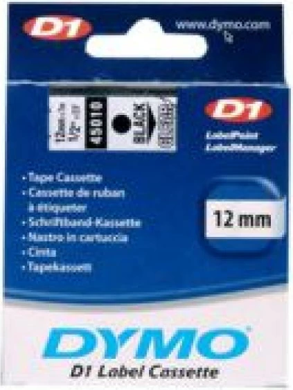 Shirit etiketimi, Dymo D1 45010 (S0720500), 12mm x 7m, poliester, i tejdukshëm/tekst i zi