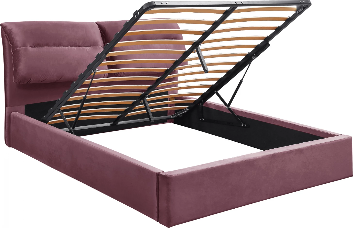 Kendra, krevat velvet ngjyrë rozë e pluhurosur, FH565.02, hapësirë ruajtëse 160x200 cm