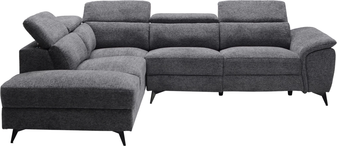 Këndare e majtë me recliner dhe hapësirë për depo, RESTRO FH3339.01L, material gri, 284x224x76cm