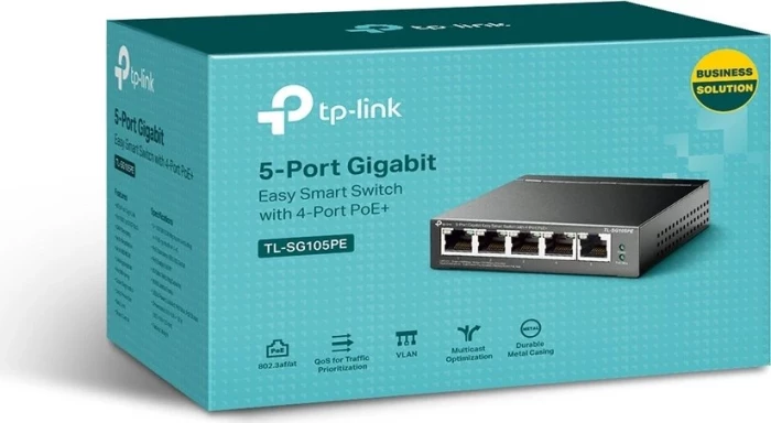 Switch TP-LINK TL-SG105PE 5-port Gigabit Easy Smart, 4-port PoE+ 65W, i zi