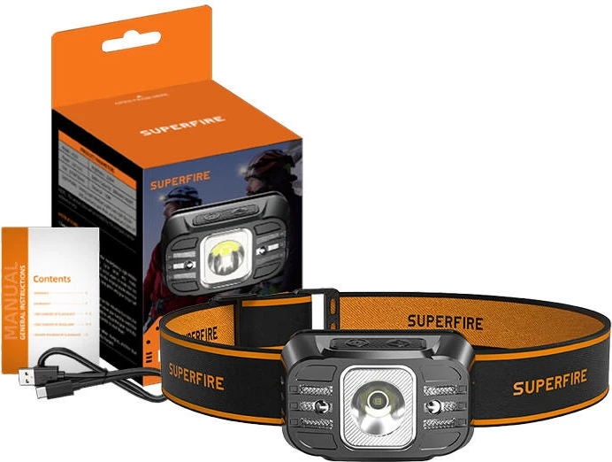 Llambë koke Superfire HL75-X, 220 lumen, USB, e zezë