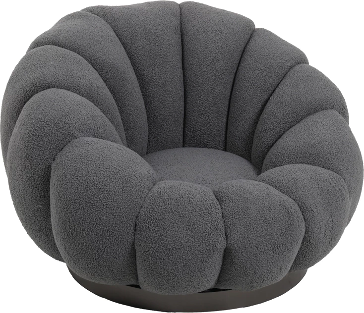 Karrige rrotulluese me stol, stof boucle, ngjyrë gri, 98x97x69cm