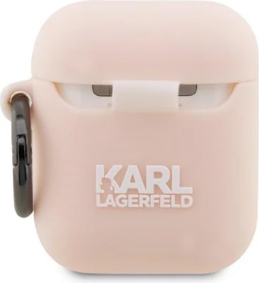 Mbështjellës Karl Lagerfeld Silicone Choupette Head 3D për AirPods 1/2, Rozë me unazë