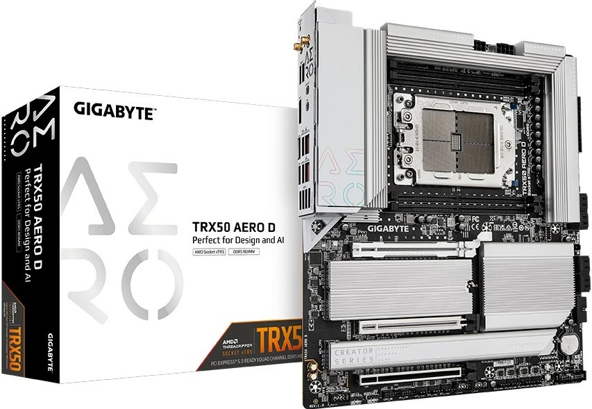 Pllakë amë Gigabyte TRX50 AERO D, Socket sTR5, DDR5, eATX, Argjend