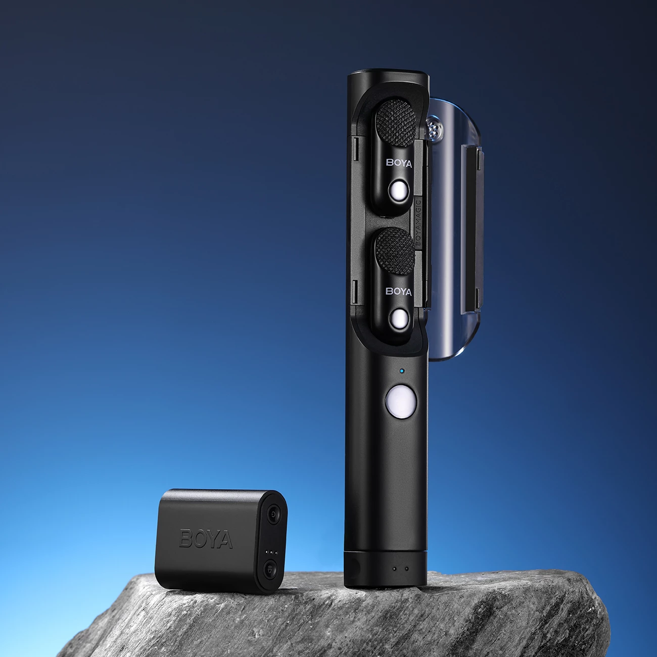 Mikrofon pa kabllo BOYA Magic-02 2.4GHz USB-C, set 2x transmitter + receivera + kuti karikimi, i zi