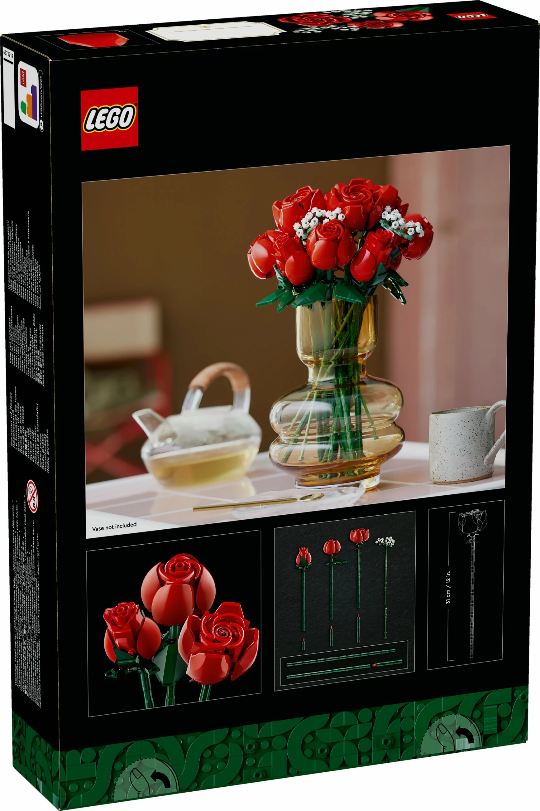 Set ndërtimi LEGO Bouquet of Roses, 822 copë, shumëngjyrësh