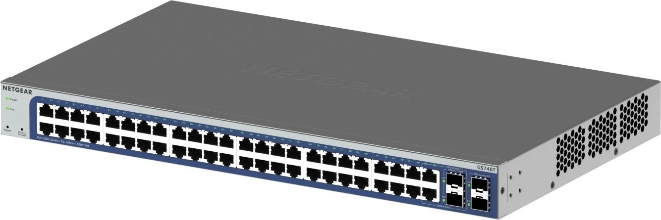 Switch i menaxhuar Netgear GS748T-600EUS, 48 porte Gigabit, 4 porte SFP, Rackmount