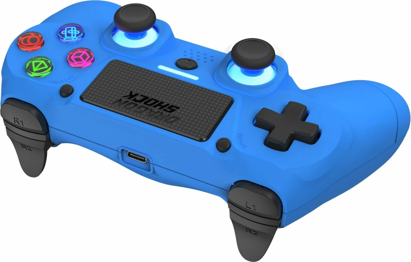Kontrollor wireless DRAGONSHOCK MIZAR për PS4/PC/Mobile, Bluetooth, me dridhje, blu
