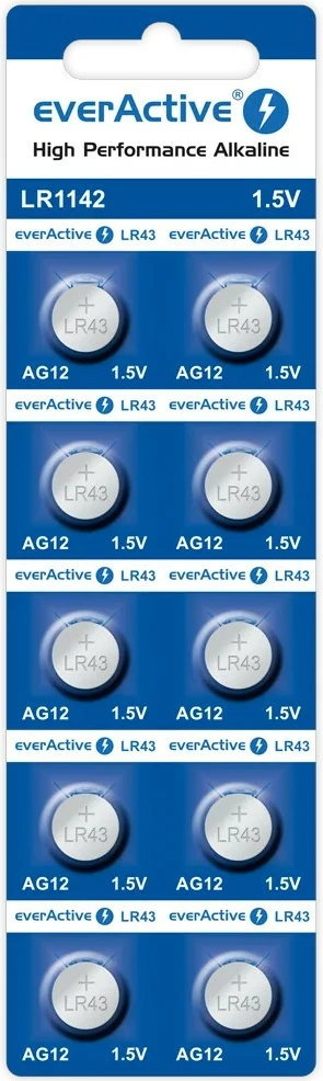 Bateri mini alkaline everActive AG12 LR43, 1.5V, pako 10 copë