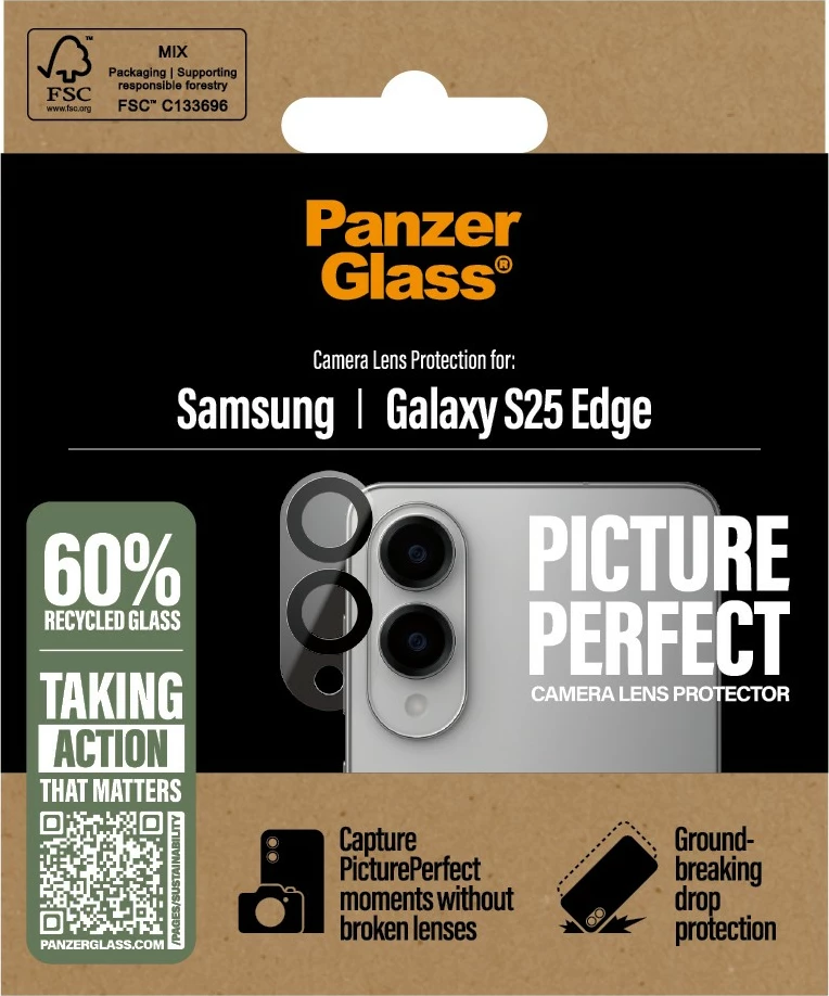 Mbrojtës kamerash PanzerGlass për Samsung Galaxy S25 Edge, transparent