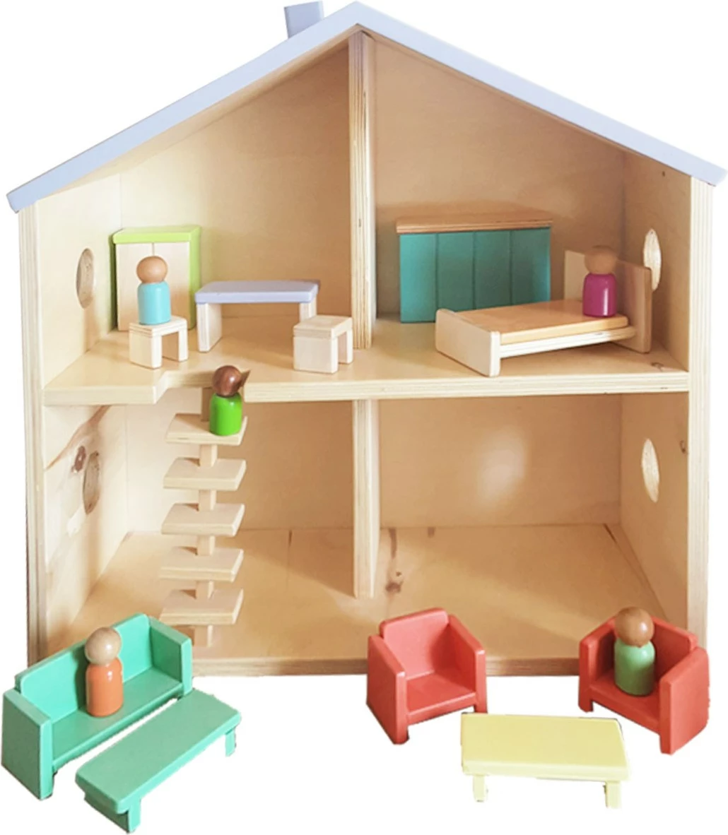 Shtëpi lodër prej druri, shumëngjyrëshe, Skye Decor